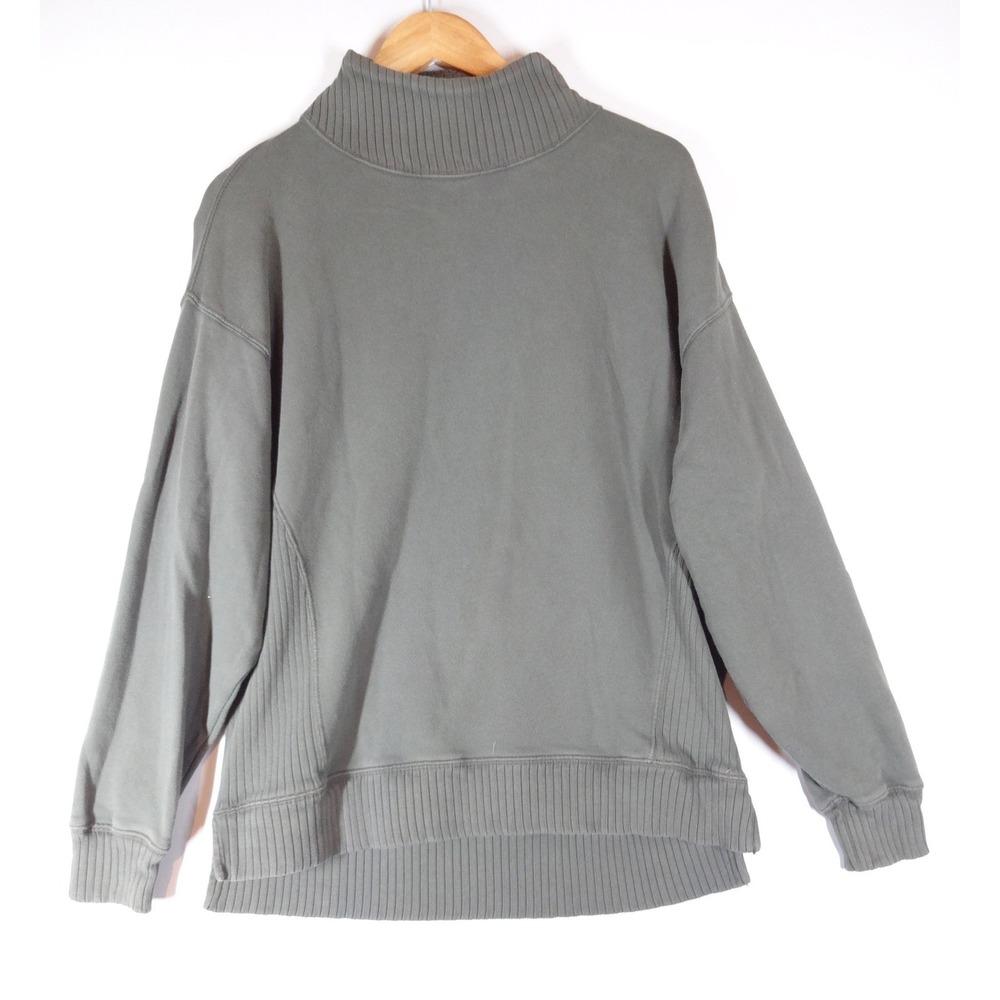 Aerie Mock Neck Sweatshirt Womens XS Olive Green Ribbed Oversized Pullover 3598